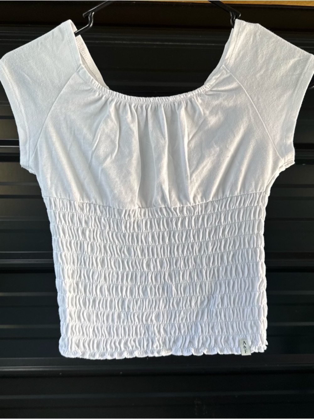 abercrombie kids White Smocked Crop Top